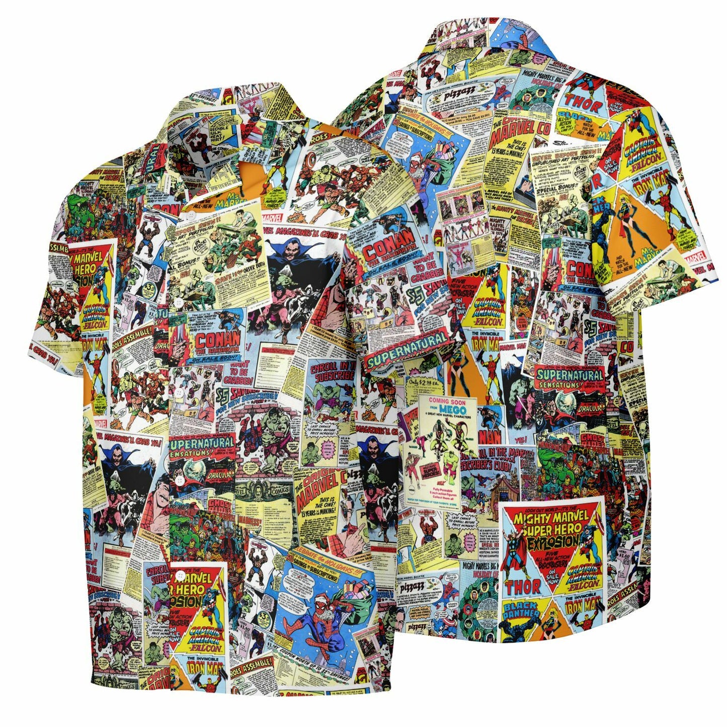 Marvel Vintage Comic Book Ad Hawaiian Button Down Shirt