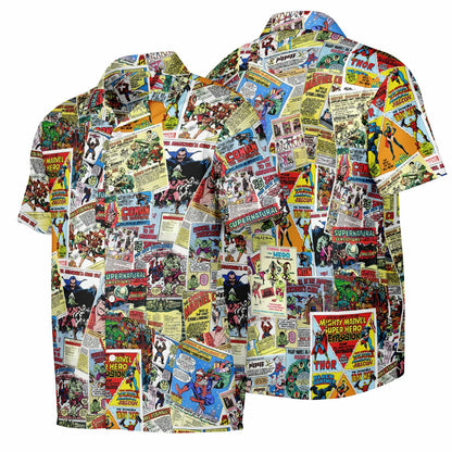 Marvel Vintage Comic Book Ad Hawaiian Button Down Shirt