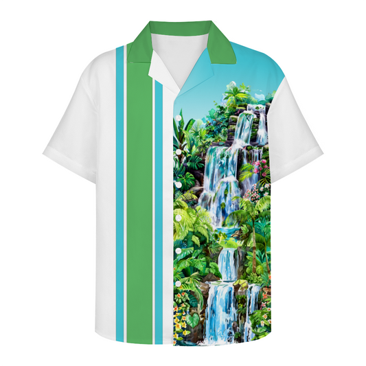 Tropical Paradise Waterfall Short Sleeve Shirt Button Down