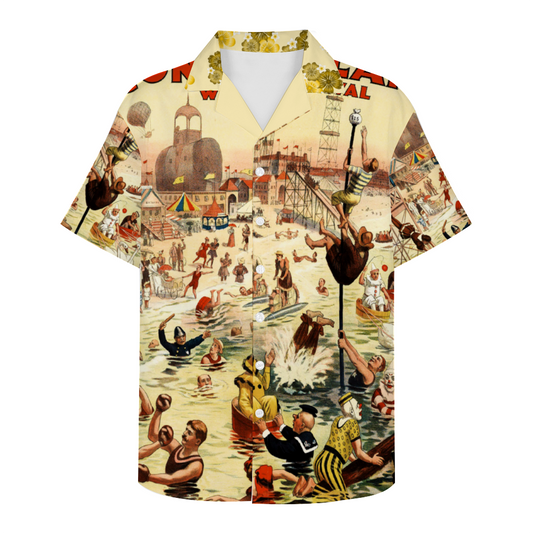 Custom Coney Island Beach Day Short Sleeve Shirt Button Down