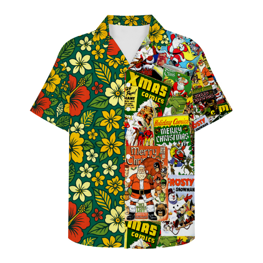 Custom Vintage Holiday Short Sleeve Shirt Button Down