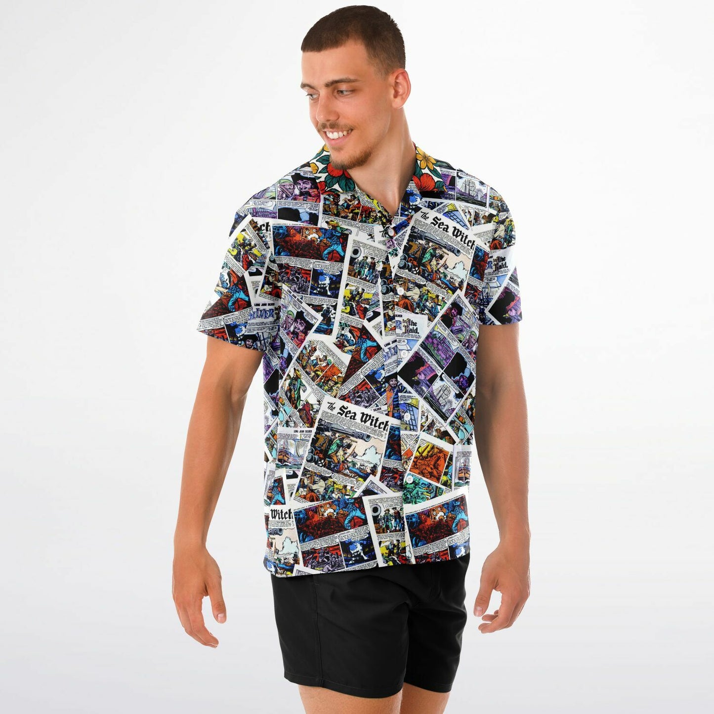 The Seawitch Pirate Comic Book Style Aloha Shirt