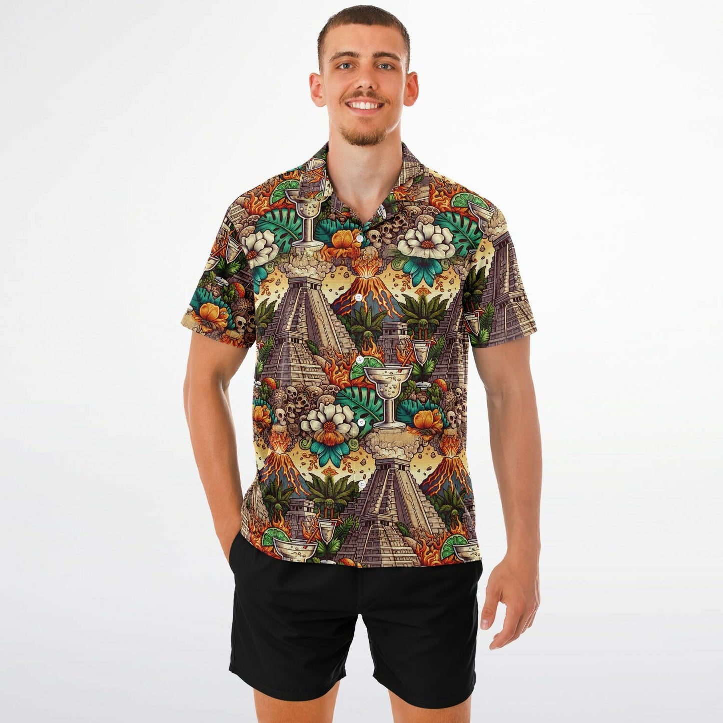 Mayan Mexico Margaritta Pavilion Short Sleeve Button-Down Shirt