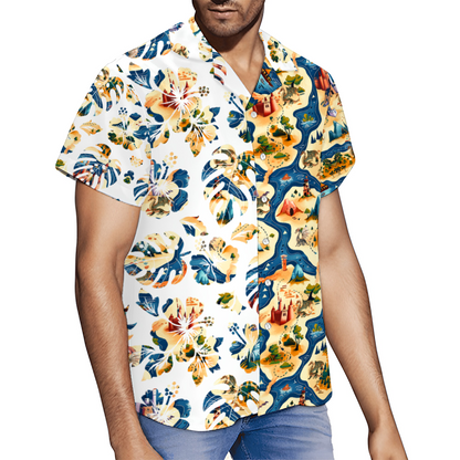 Custom Fantasy Map Hawaiian Short Sleeve Shirt Button Down