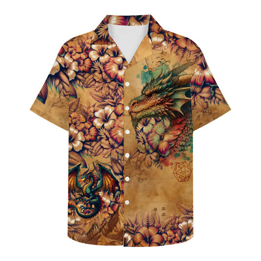 Custom Short Sleeve Shirt Hawaiian Button Down Dragon Icon