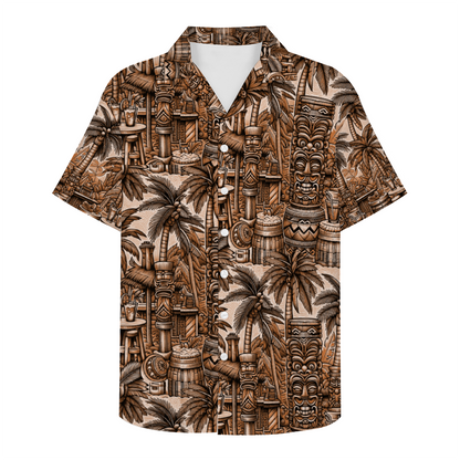 Tiki Bar on the Beach Short Sleeve Shirt Button Down