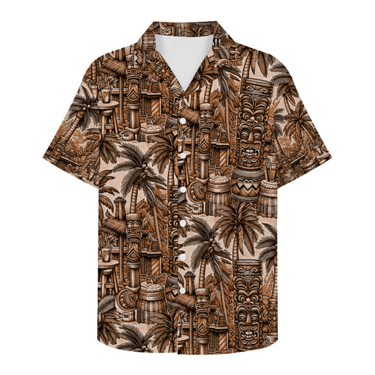 Tiki Bar on the Beach Short Sleeve Shirt Button Down