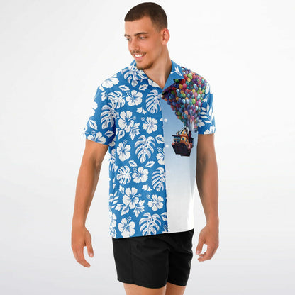 Up, Up and Away Short Sleeve Hawaiian Button-Down Shirt