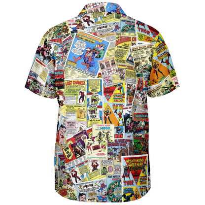 Marvel Vintage Comic Book Ad Hawaiian Button Down Shirt