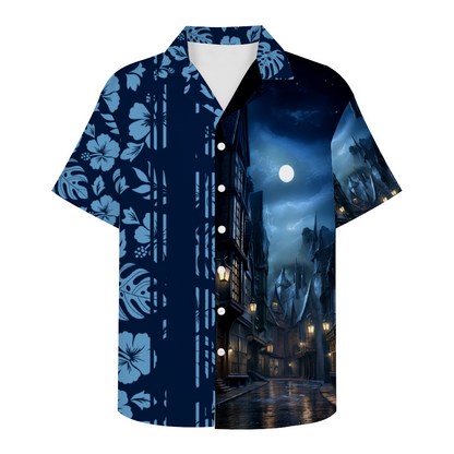 Nocturne Wizarding Alley Short Sleeve Hawaiian Shirt Button Down