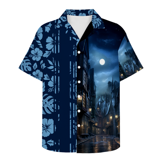 Nocturne Wizarding Alley Short Sleeve Hawaiian Shirt Button Down