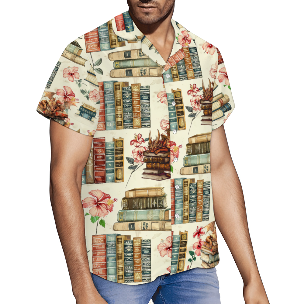 The Book Nerd Short Sleeve Hawaiian Shirt Button Down