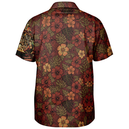 Drink Up Me Hearties Yo-Ho! Pirate Bar Hawaiian Spread Collar Short Sleeve Button-Down Shirt