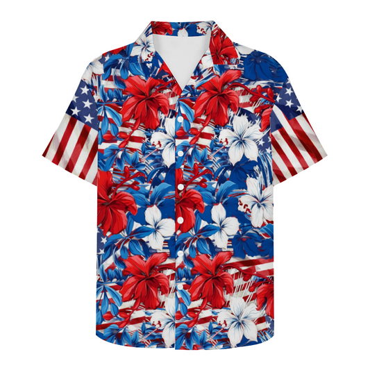 God Bless America Short Sleeve Shirt Button Down