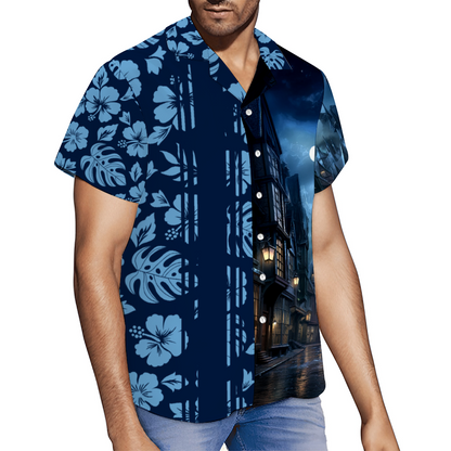 Nocturne Wizarding Alley Short Sleeve Hawaiian Shirt Button Down