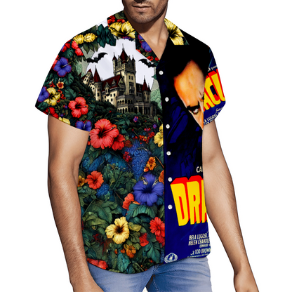 Classic Dracula Movie Style Hawaiian Short Sleeve Shirt Button Down
