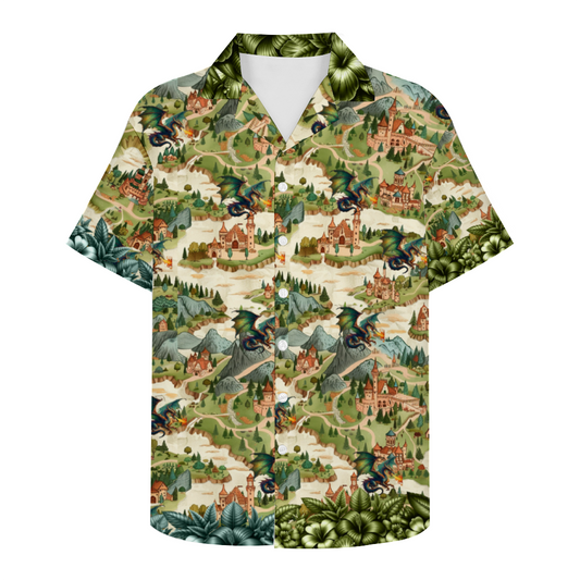 Custom Fantasy Town Map Hawaiian Shirt Button Down