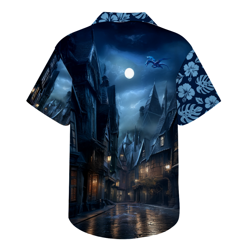 Nocturne Wizarding Alley Short Sleeve Hawaiian Shirt Button Down