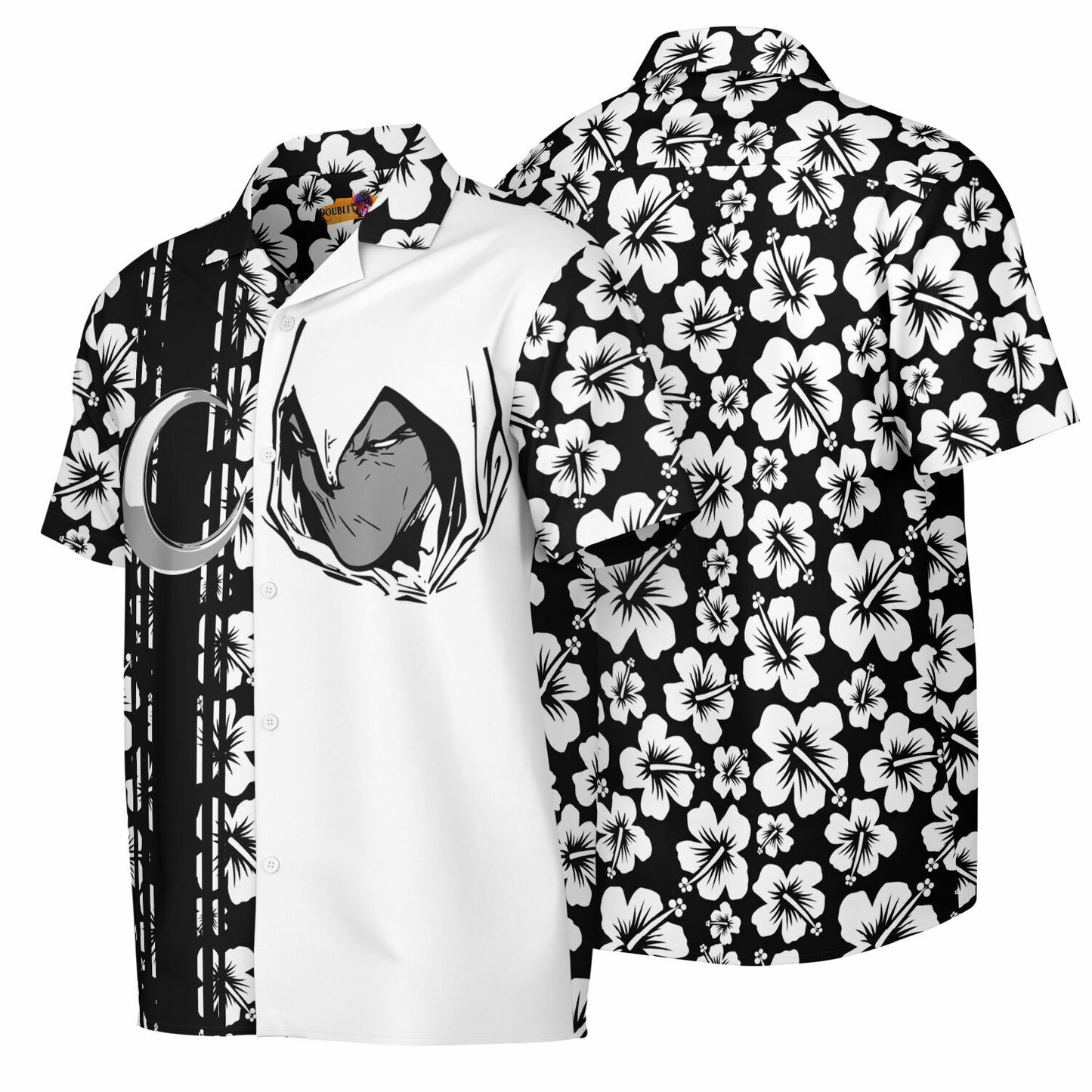Moon Knight Collar Short Sleeve Button-Down Hawaiian Shirt