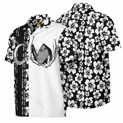 Moon Knight Collar Short Sleeve Button-Down Hawaiian Shirt