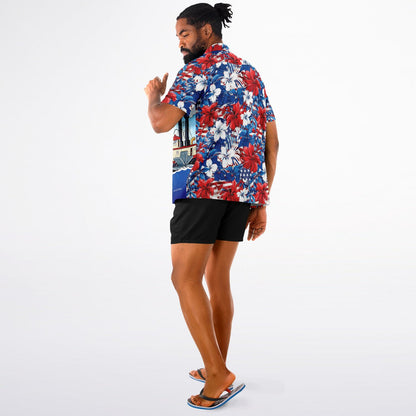 Mickey Mouse SteamBoat Willie Short Sleeve Hawaiian Button-Down Shirt