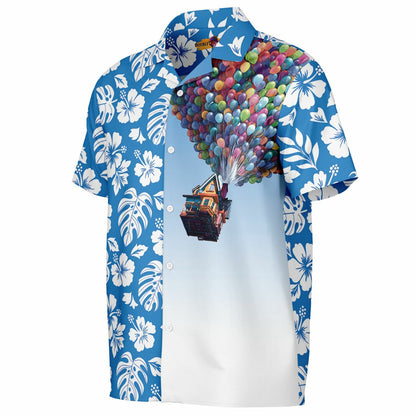Up, Up and Away Short Sleeve Hawaiian Button-Down Shirt