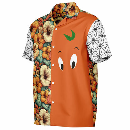 Orange Bird Short Sleeve Hawaiian Button-Down Shirt