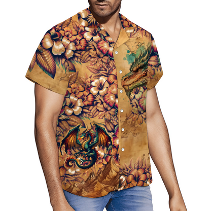 Custom Short Sleeve Shirt Hawaiian Button Down Dragon Icon
