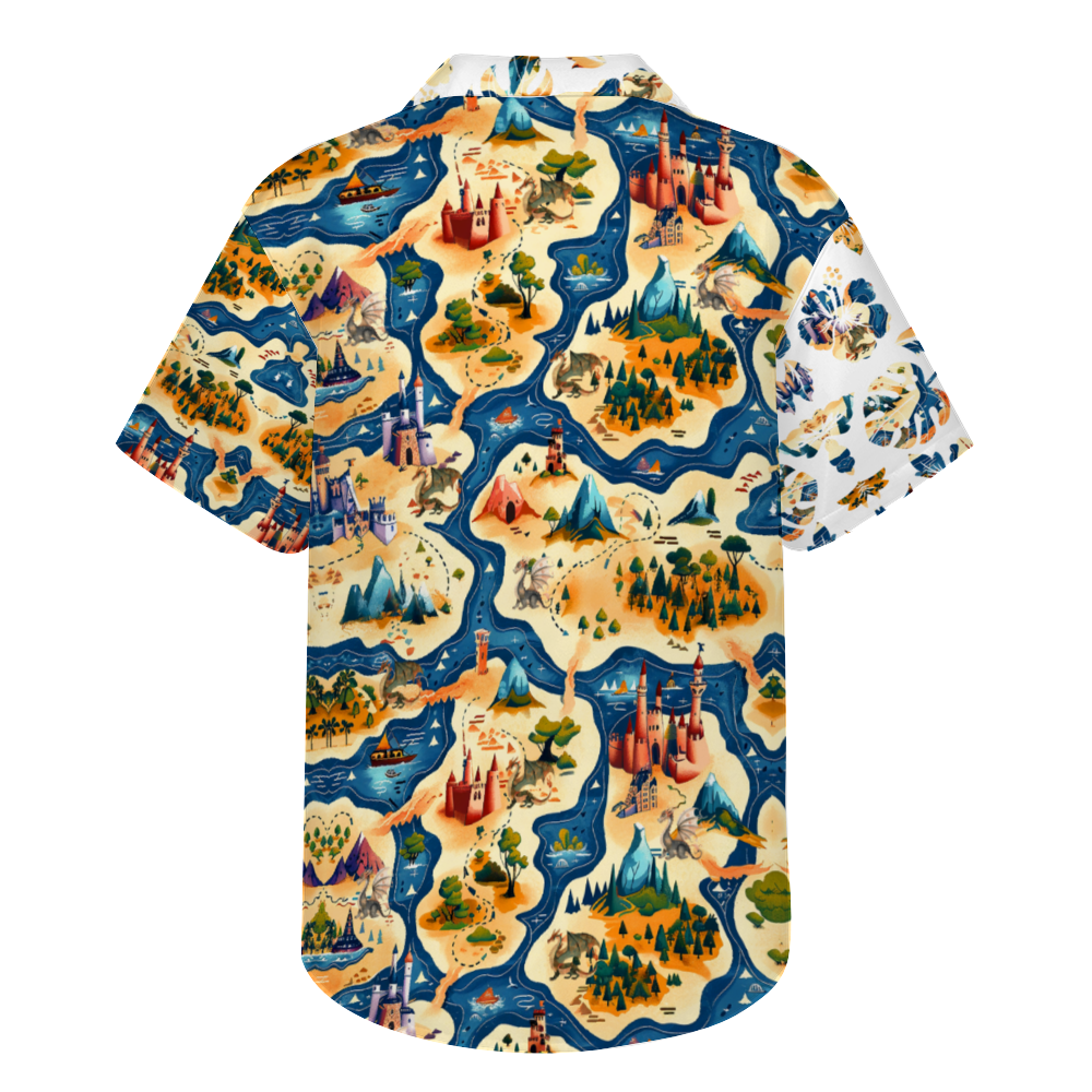 Custom Fantasy Map Hawaiian Short Sleeve Shirt Button Down