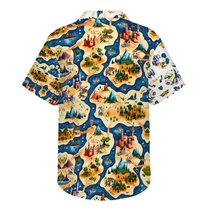 Custom Fantasy Map Hawaiian Short Sleeve Shirt Button Down