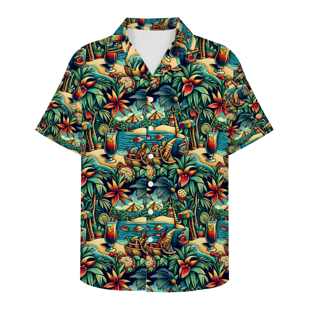 Drinks on the Beach Short Sleeve Shirt Button Down