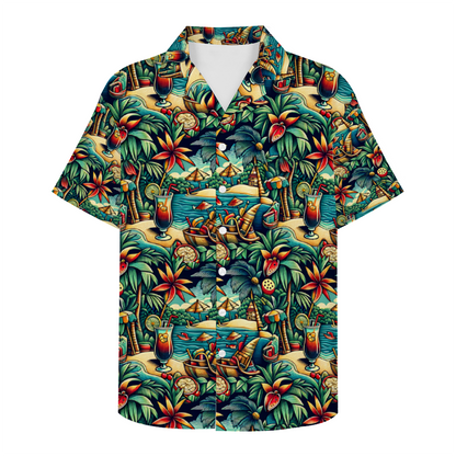 Drinks on the Beach Short Sleeve Shirt Button Down