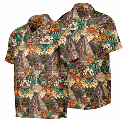 Mayan Mexico Margaritta Pavilion Short Sleeve Button-Down Shirt