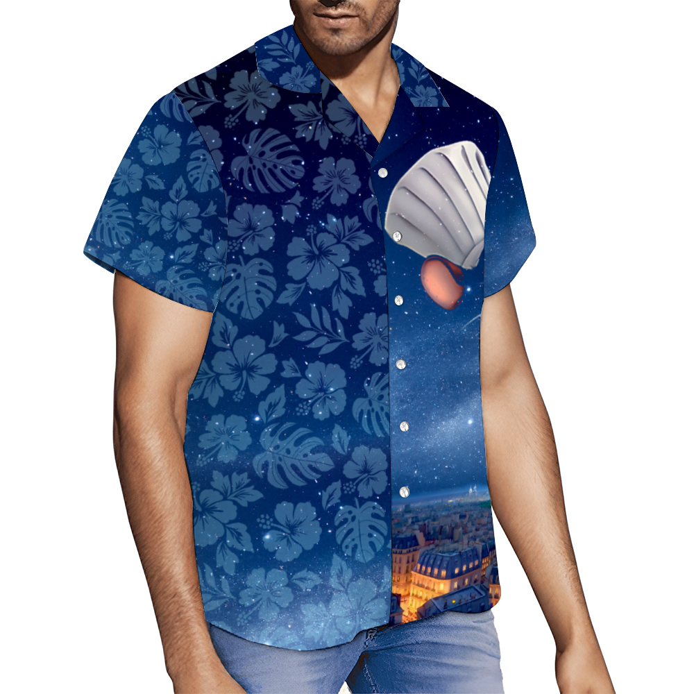 Paris at Night Short Sleeve Shirt Button Down