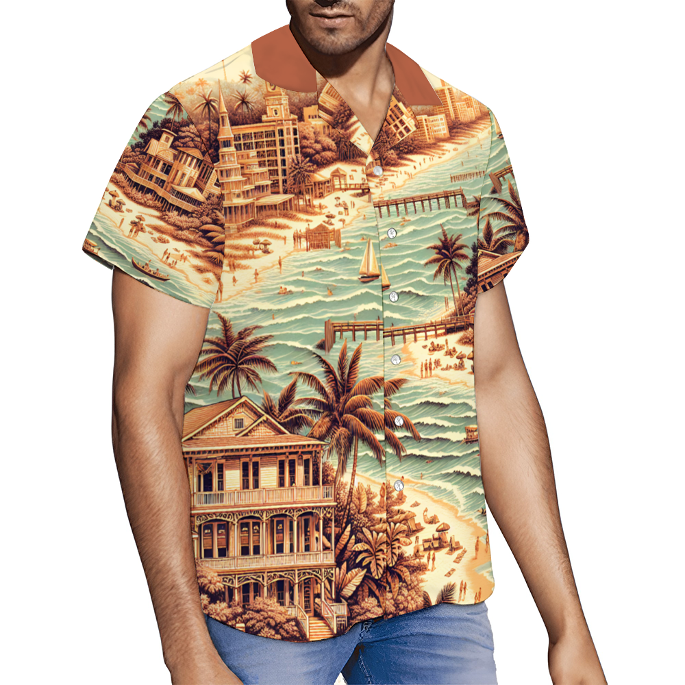 Custom Vintage Florida II Short Sleeve Shirt Button Down