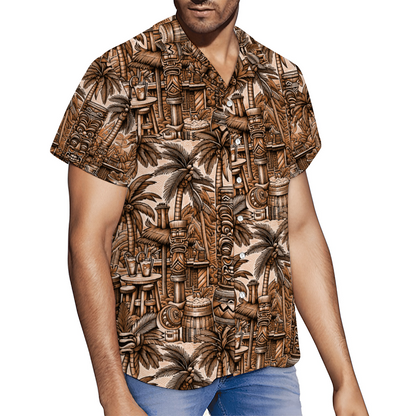 Tiki Bar on the Beach Short Sleeve Shirt Button Down