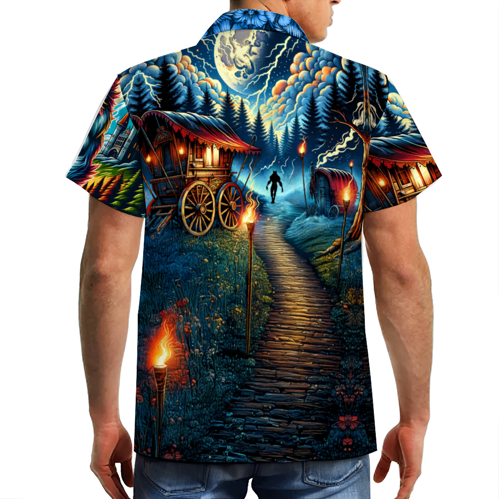 Custom Curse of the Werewolf Short Sleeve Hawaiian Shirt Button Down