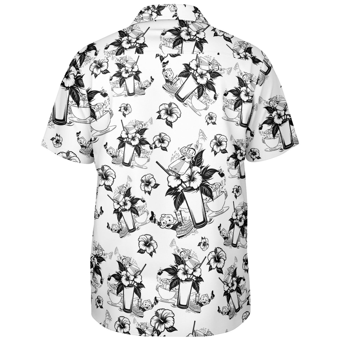 Vintage Cocktail Happy Hour Park Style Short Sleeve Button-Down Hawaiian Shirt