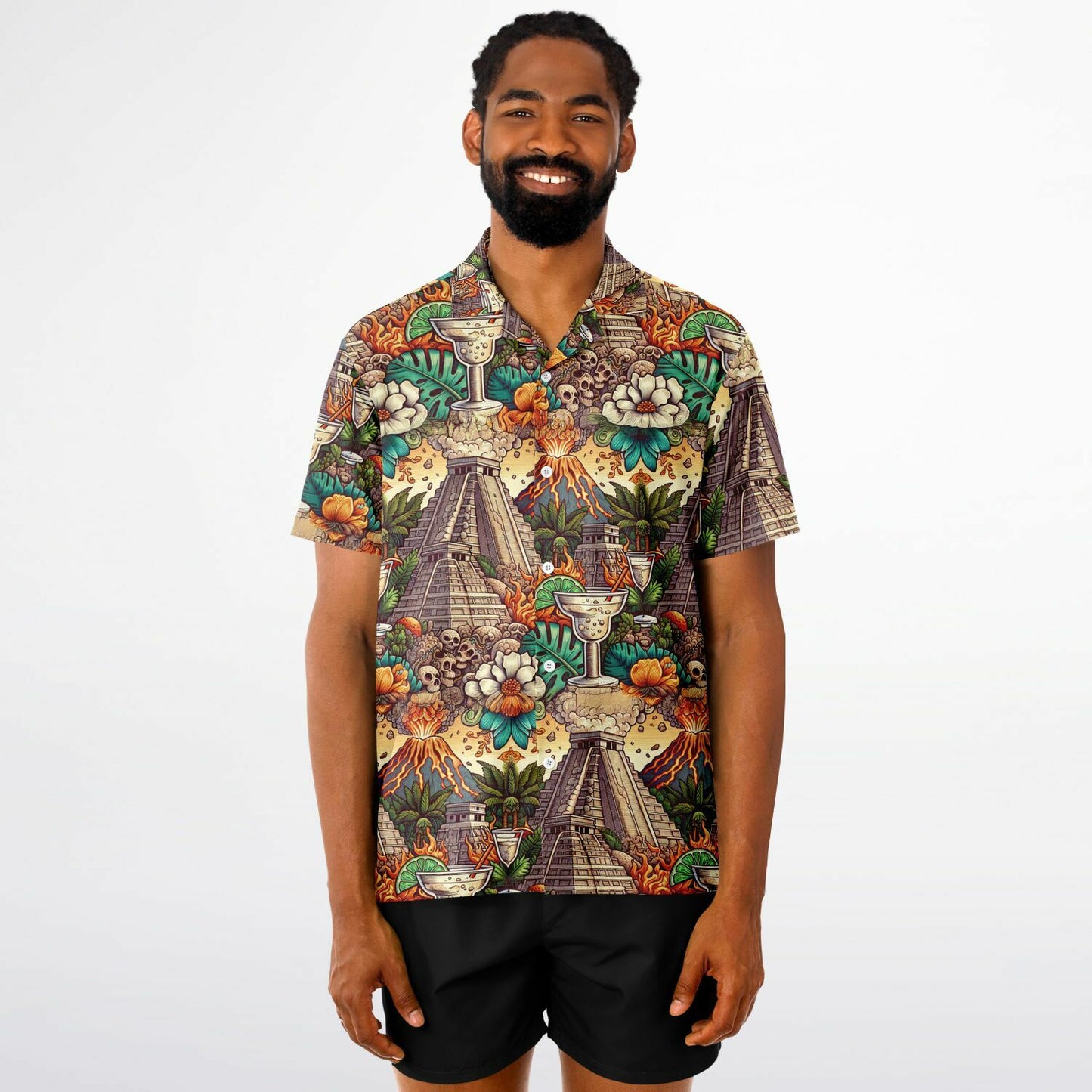 Mayan Mexico Margaritta Pavilion Short Sleeve Button-Down Shirt