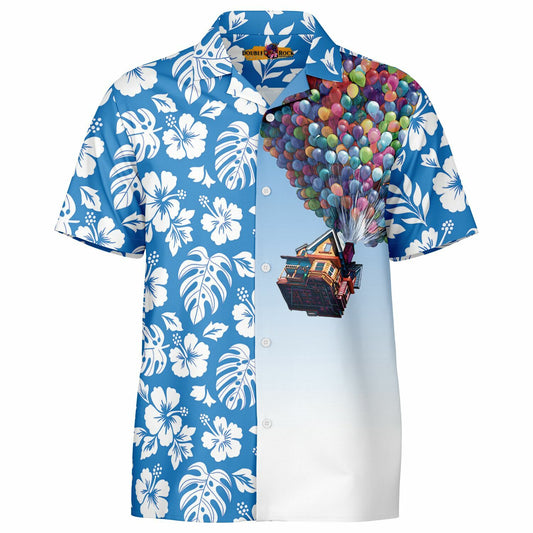 Up, Up and Away Short Sleeve Hawaiian Button-Down Shirt