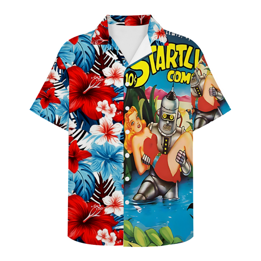 Space Detective Hawaiian Short Sleeve Shirt Button Down