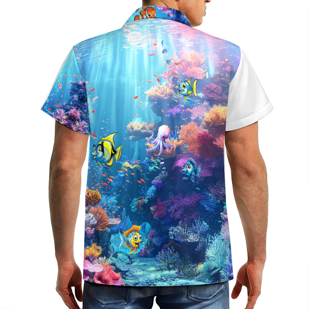Finding Underwater Paradise Short Sleeve Hawaiian Shirt Button Down