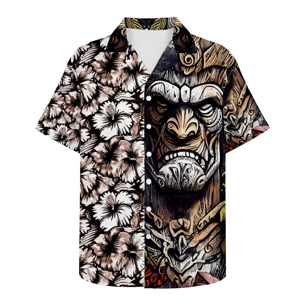 Stone Tiki God Short Sleeve Shirt Button Down