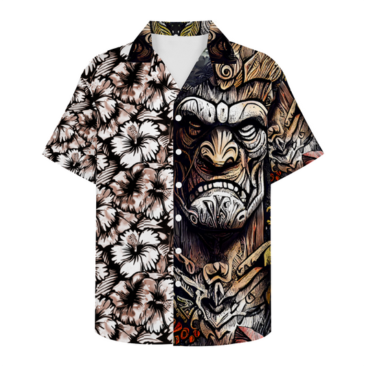 Stone Tiki God Short Sleeve Shirt Button Down