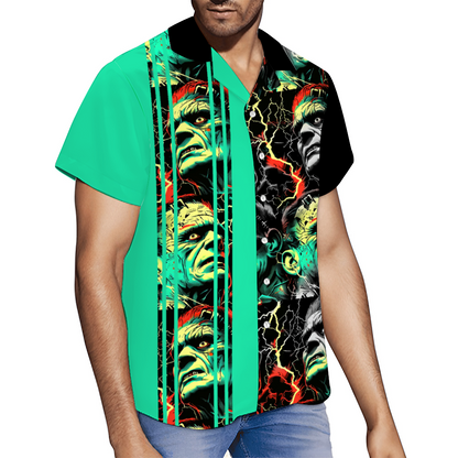 Frankenstein's Monster Short Sleeve Shirt Button Down
