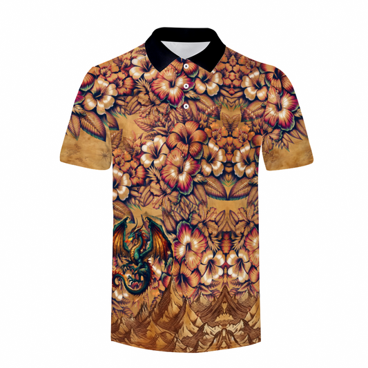 Custom Dragon Map White & Black Classic Polo Shirt