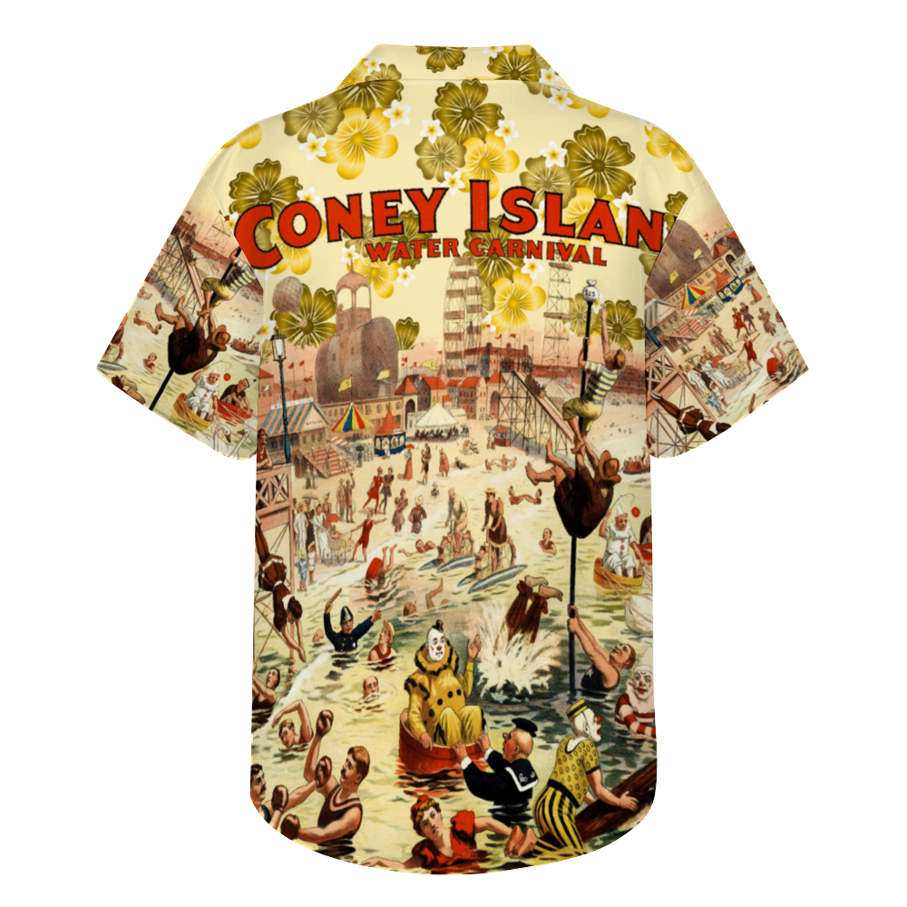 Custom Coney Island Beach Day Short Sleeve Shirt Button Down