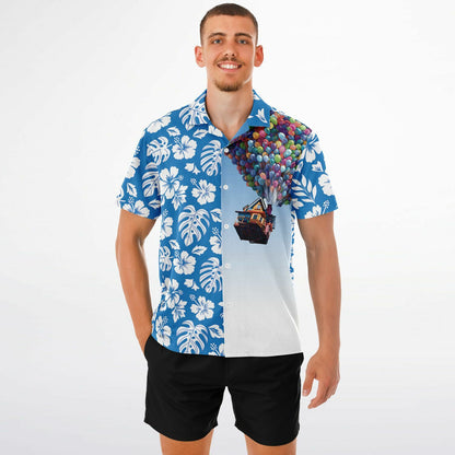 Up, Up and Away Short Sleeve Hawaiian Button-Down Shirt