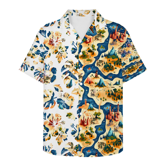 Custom Fantasy Map Hawaiian Short Sleeve Shirt Button Down