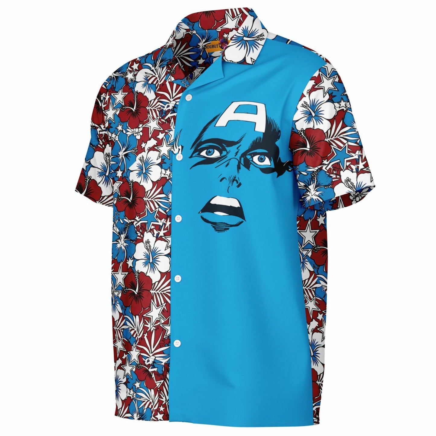 Captain America Vintage Hawaiian Aloha Short Sleeve Button-Down Shirt